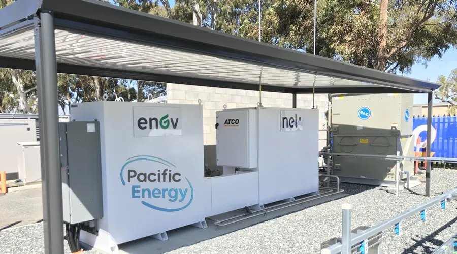Nel electrolyser and supporting equipment enclosures under a shade canopy