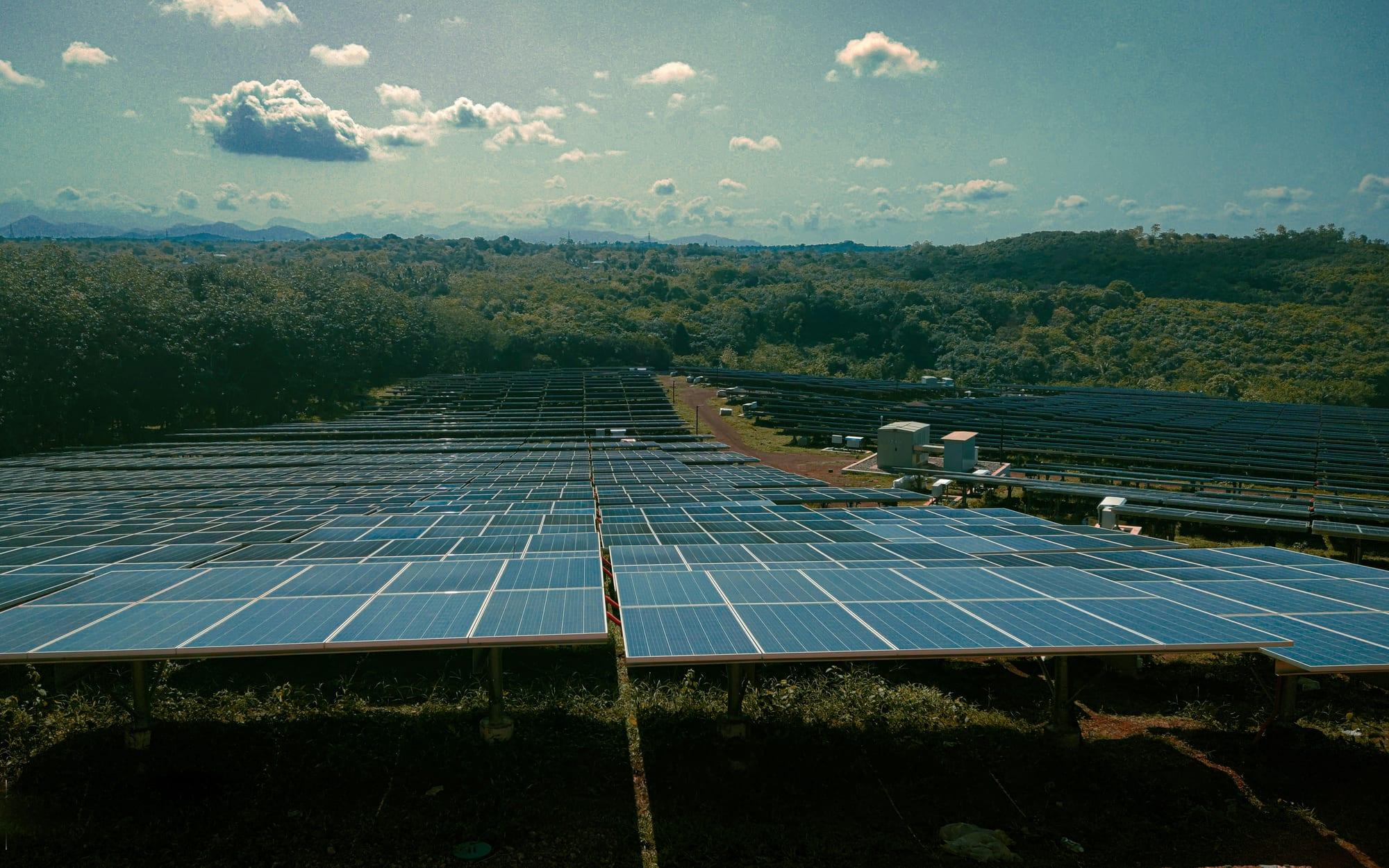 Solar farm spread across a valley